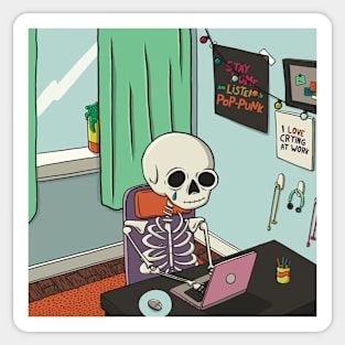 Work-From-Home Skeleton Sticker